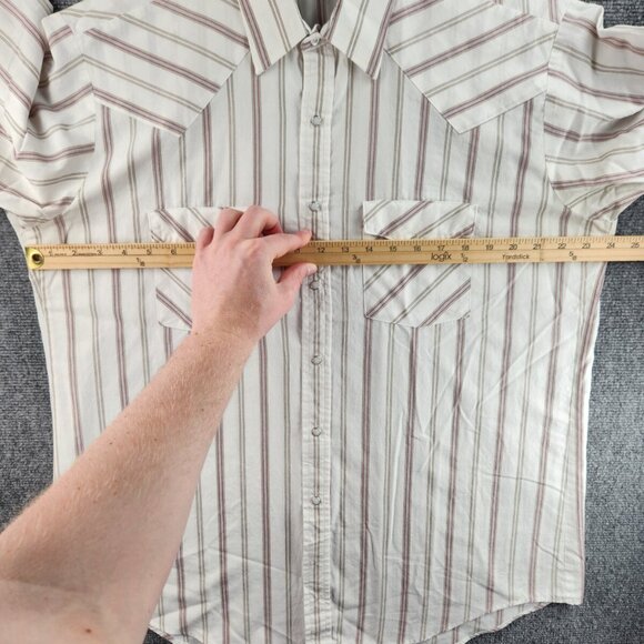 H Bar C Ranchwear Arco 1018 USA Western Pearl Snap Short Sleeve Striped Size 17 - Picture 14 of 16